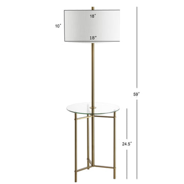 Charles 59" Metal/Glass LED Side Table and Floor Lamp - JONATHAN Y